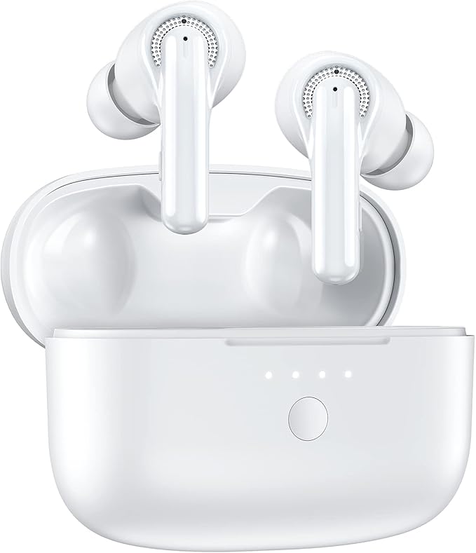 Casti Tribit FlyBuds C1 true wireless albe in toc de incarcare deschis