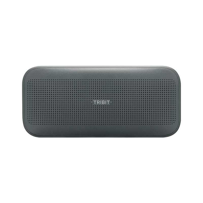 Boxa portabila Tribit StormBox Flow bluetooth neagra vedere frontala, design dreptunghiular cu grila fina