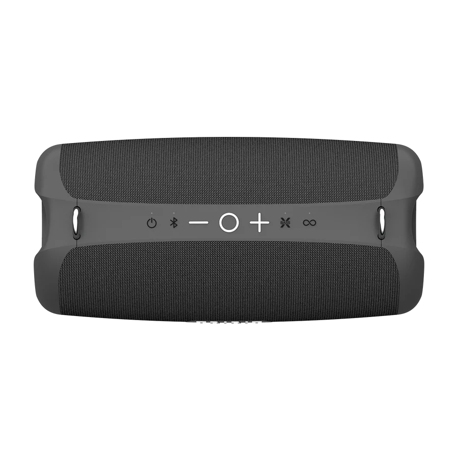 Boxa portabila Tribit StormBox Lava bluetooth vazuta de sus, cu butoane mari de control pentru volum, redare si XBass