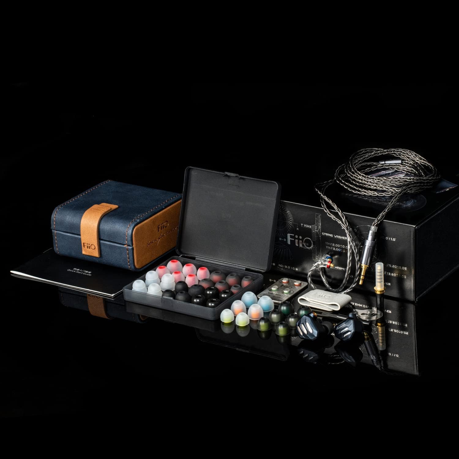 Set complet casti FiiO FH7S cu carcasa de transport, cablu detasabil si multiple varfuri intraauriculare